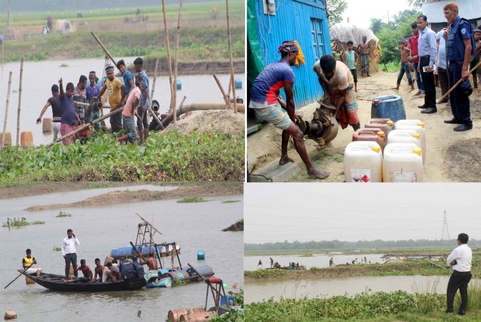 কসবায় ড্রেজারের বিরুদ্ধে উপজেলা প্রশাসনের অভিযান ॥ মালামাল জব্দ