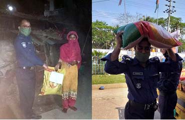 পুলিশ নিজেদের টাকায় খাদ্যসামগ্রী পৌঁছে দিচ্ছে অসহায় মানুষের ঘরে