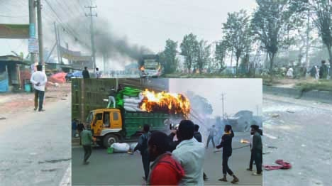 গাজীপুরে অর্ধশতাধিক গাড়ি ভাঙচুর করে; চারটিতে আগুন- বাদ যায়নি কারখানাও