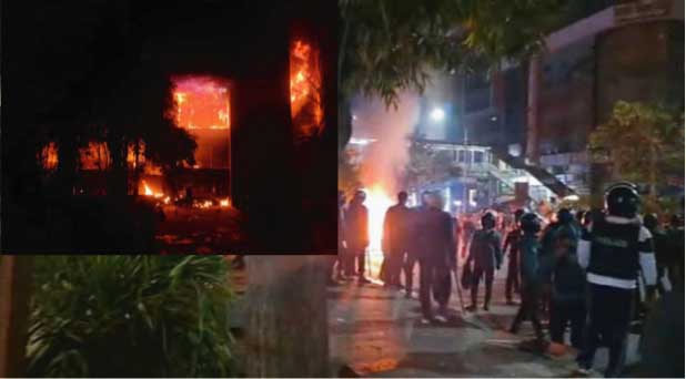ধানমন্ডিতে, ছায়ানট ভবনে, প্রথম আলো, ডেইলি ষ্টারসহ দেশের বিভিন্ন স্থানে ভাঙচুর ও আগুন